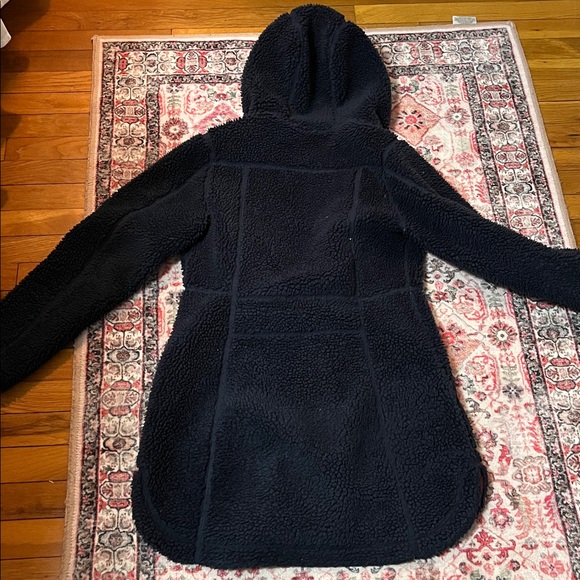 LL Bean Mountain Pile Dark Blue Fleece Jacket with Rust Accents - Picture 5 of 5